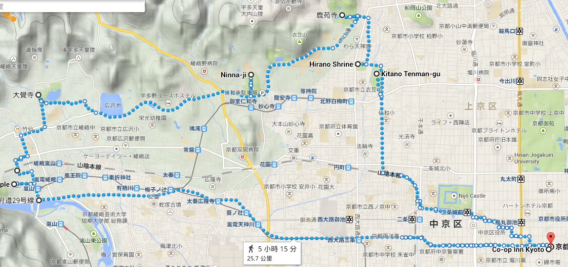 京都第一天路線圖